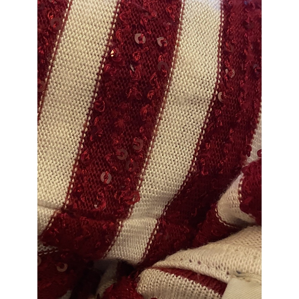 TALBOTS Red White Stripe Sequined Knit Top 3/4 Sleeve‎ Women's Petite Small - Picture 11 of 13